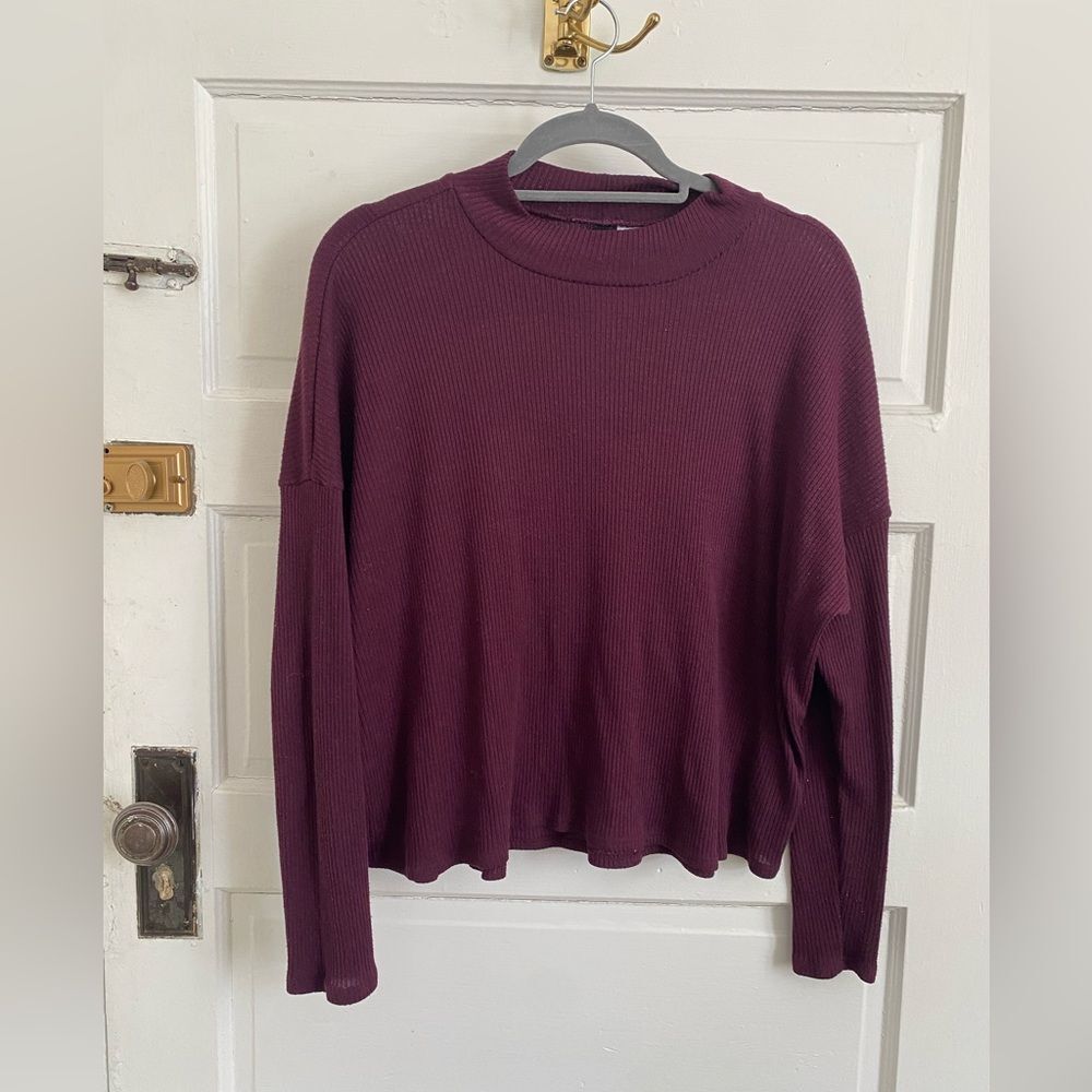 H&M Deep Burgundy Long Sleeve Top Size Large